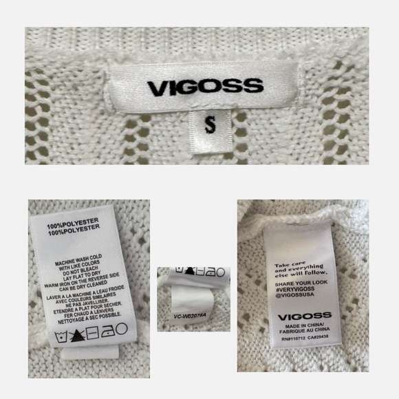 VIGOSS Textured Knit Flutter-Sleeve Top, Small white w/black stripes - Picture 7 of 8